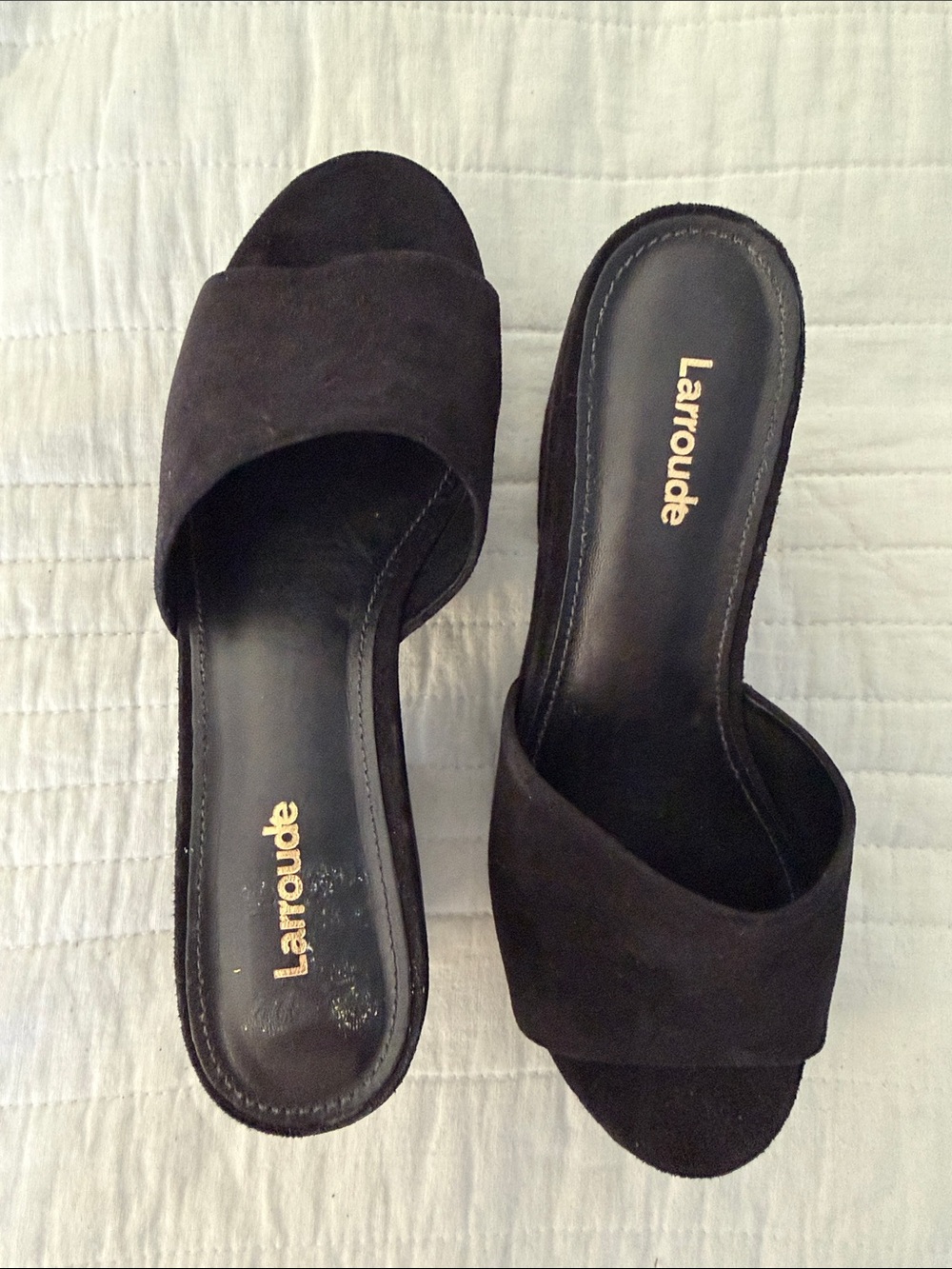 Larroude Suede platform slides